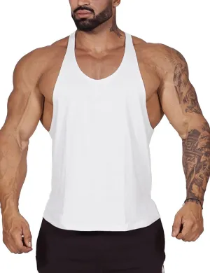 Men Stringer Tank Tops Y-Back Cotton Gym Athletic Workout Muscle Leeveless T-Shirt