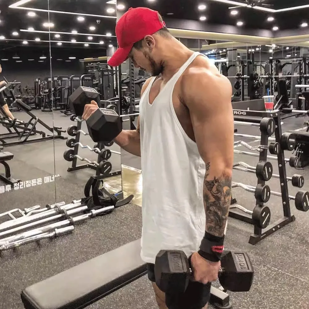 Men Stringer Tank Tops Y-Back Cotton Gym Athletic Workout Muscle Leeveless T-Shirt