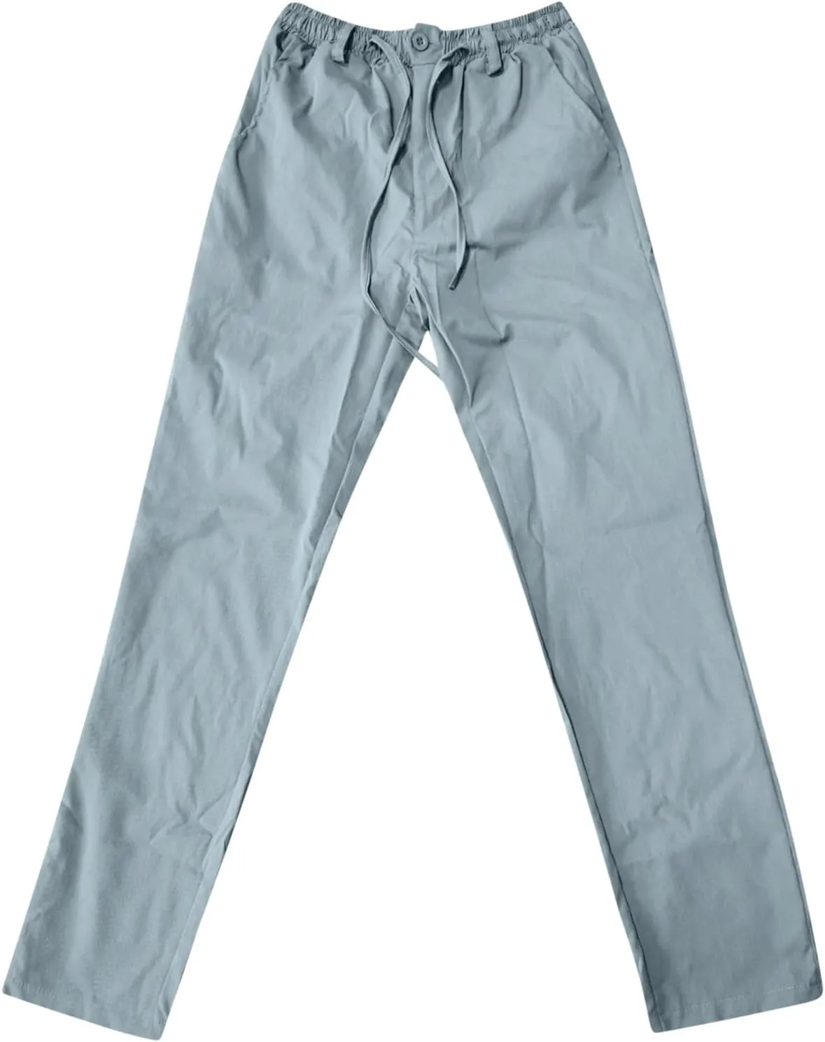 Men's Chino Pants Slim Fit Drawstring Elastic Waist Flat Front Stretch Straight Leg Pants Business Golf Casual Suit Pants