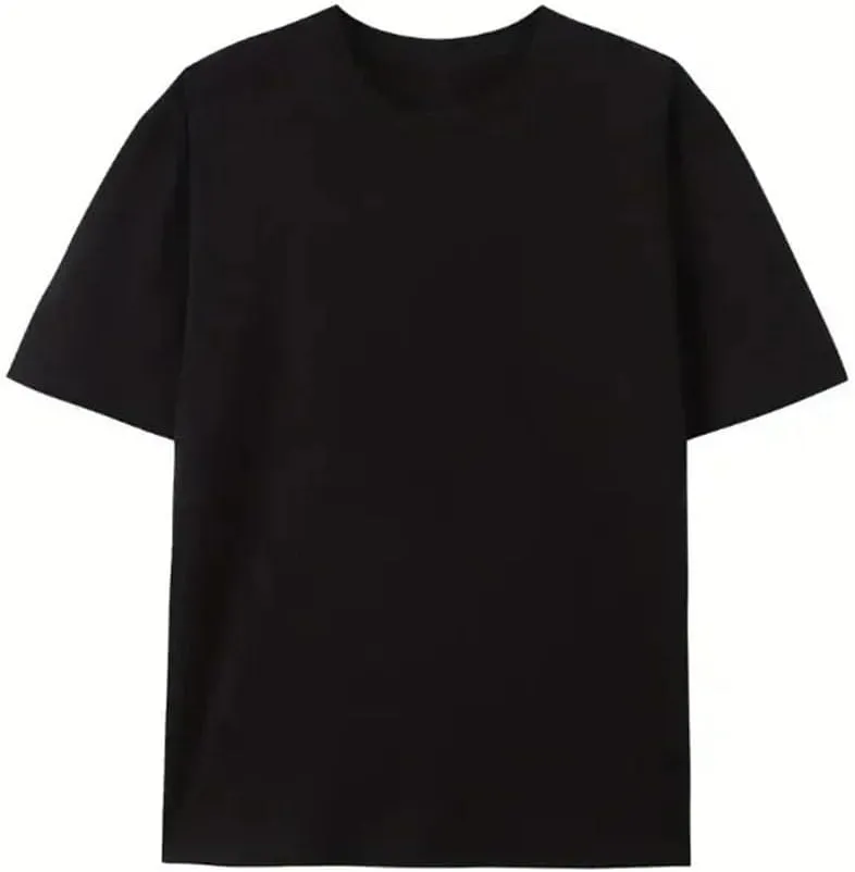 Men's Fashion Cotton T Shirt Crewneck Short T Shirt Sleeve Casual Loose White Black Tops