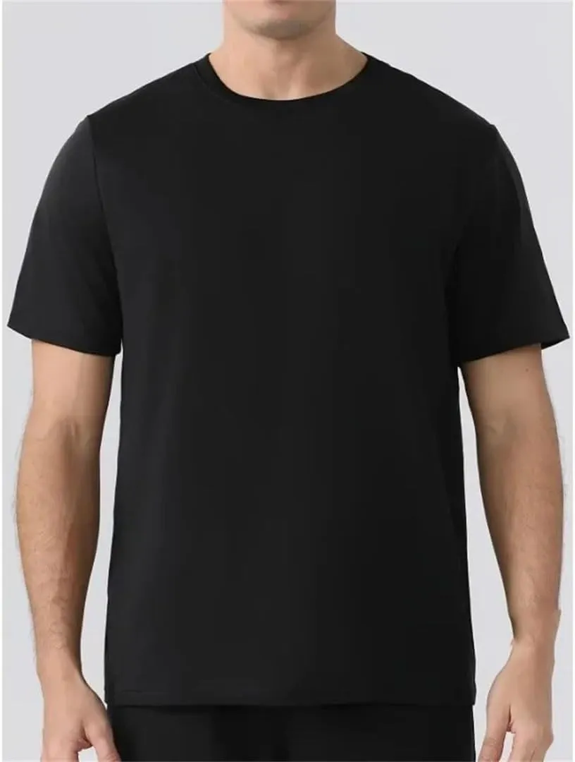 Men's Fashion Cotton T Shirt Crewneck Short T Shirt Sleeve Casual Loose White Black Tops