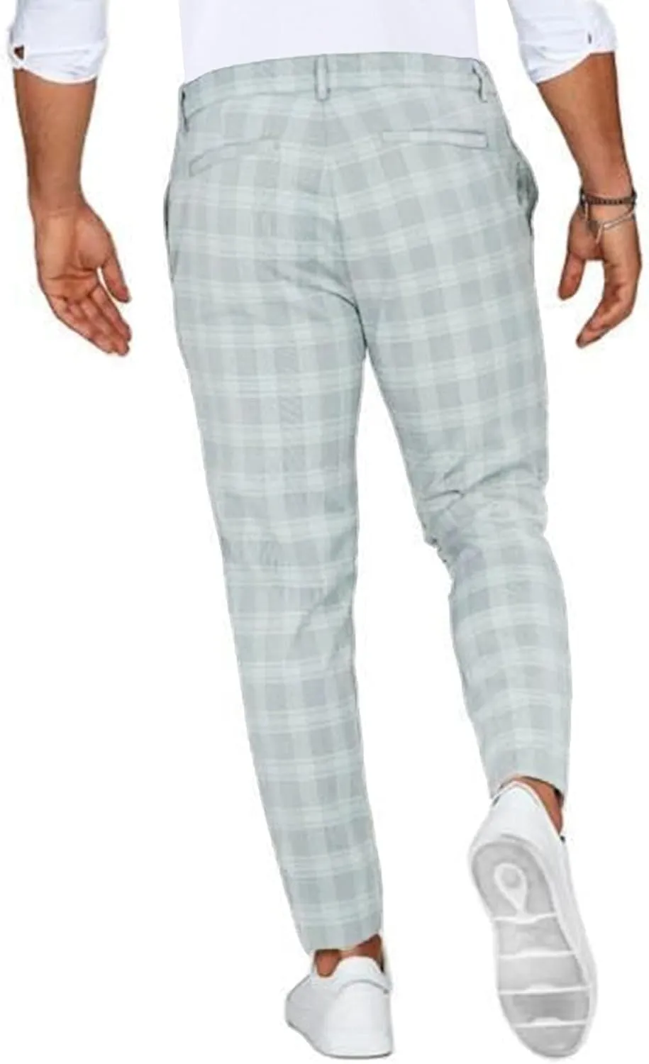 Men's Fashion Stretch Dress Pants Chinos Slim Fit Plaid Pants Business Suit Pants Casual Golf Stretch Dress Pants