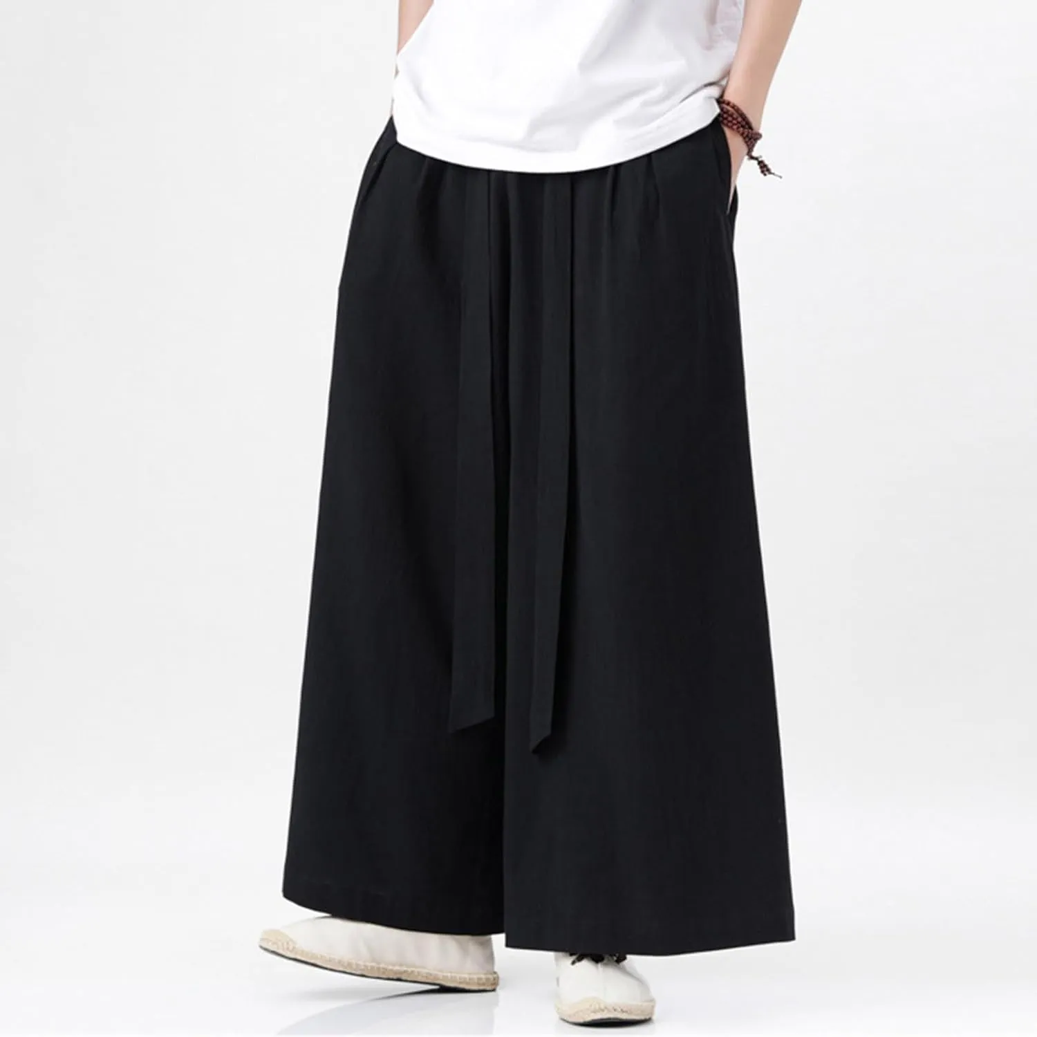 Mens Hippie Pants Ninja Baggy Casual Comfy Lounge Linen Men Y2k Aesthetic Trousers for Wear Trouser