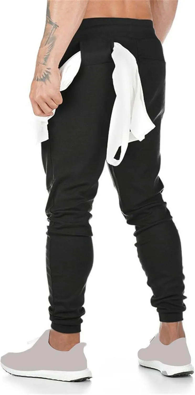Mens Jogging Sweatpants Casual Lightweight Pants Slim Fit Straight Leg Elastic Track Pants Athletic Loose Trousers