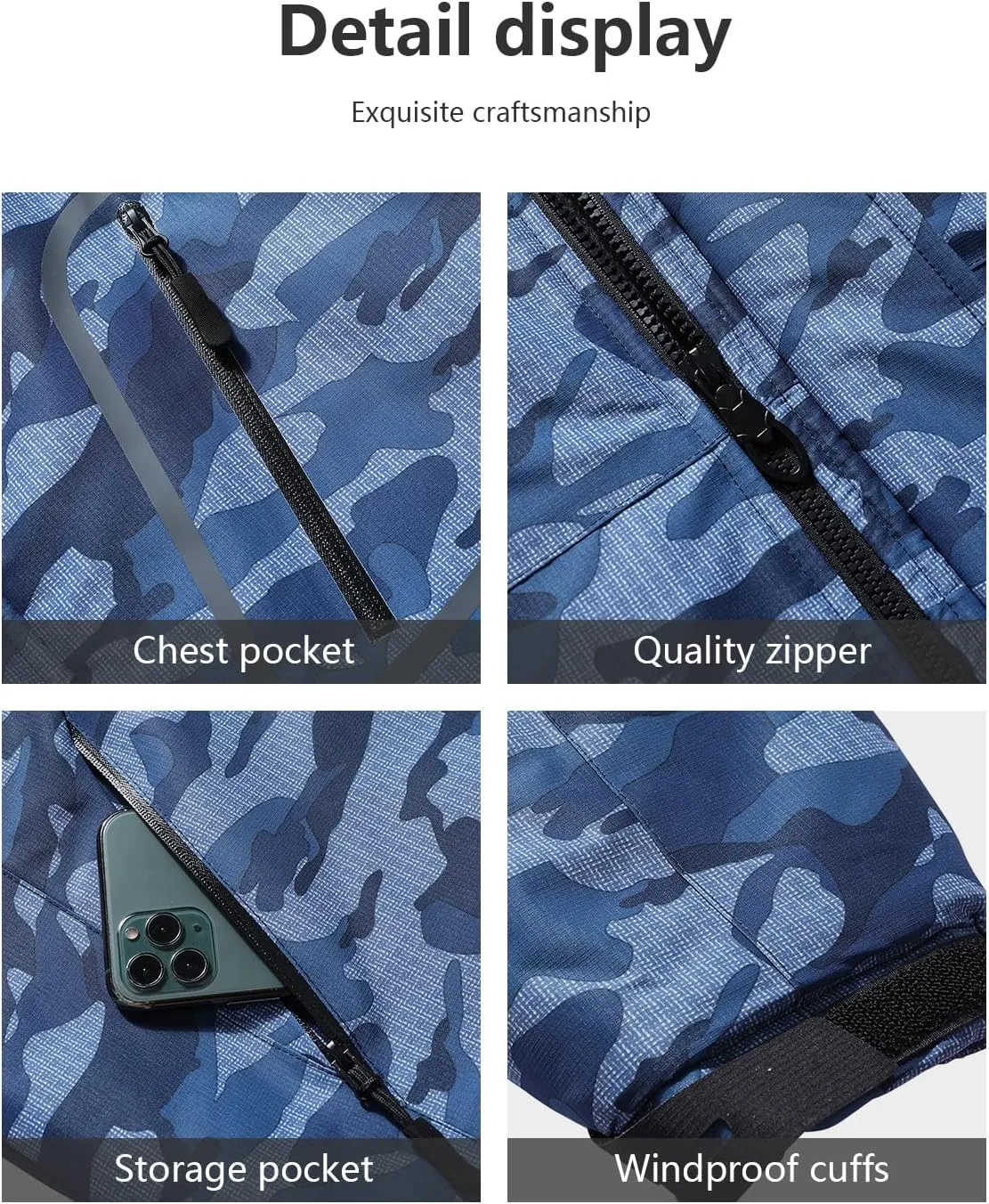 Men's Mountain Winter Coat Warm Fleece Ski Snow Jacket Waterproof Raincoat with Hood