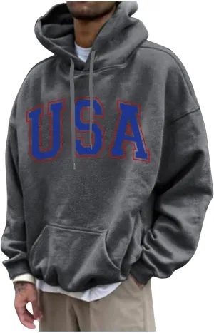 Mens Pullover Plus Size Long Sleeve Casual Loose Crewneck Hoodies