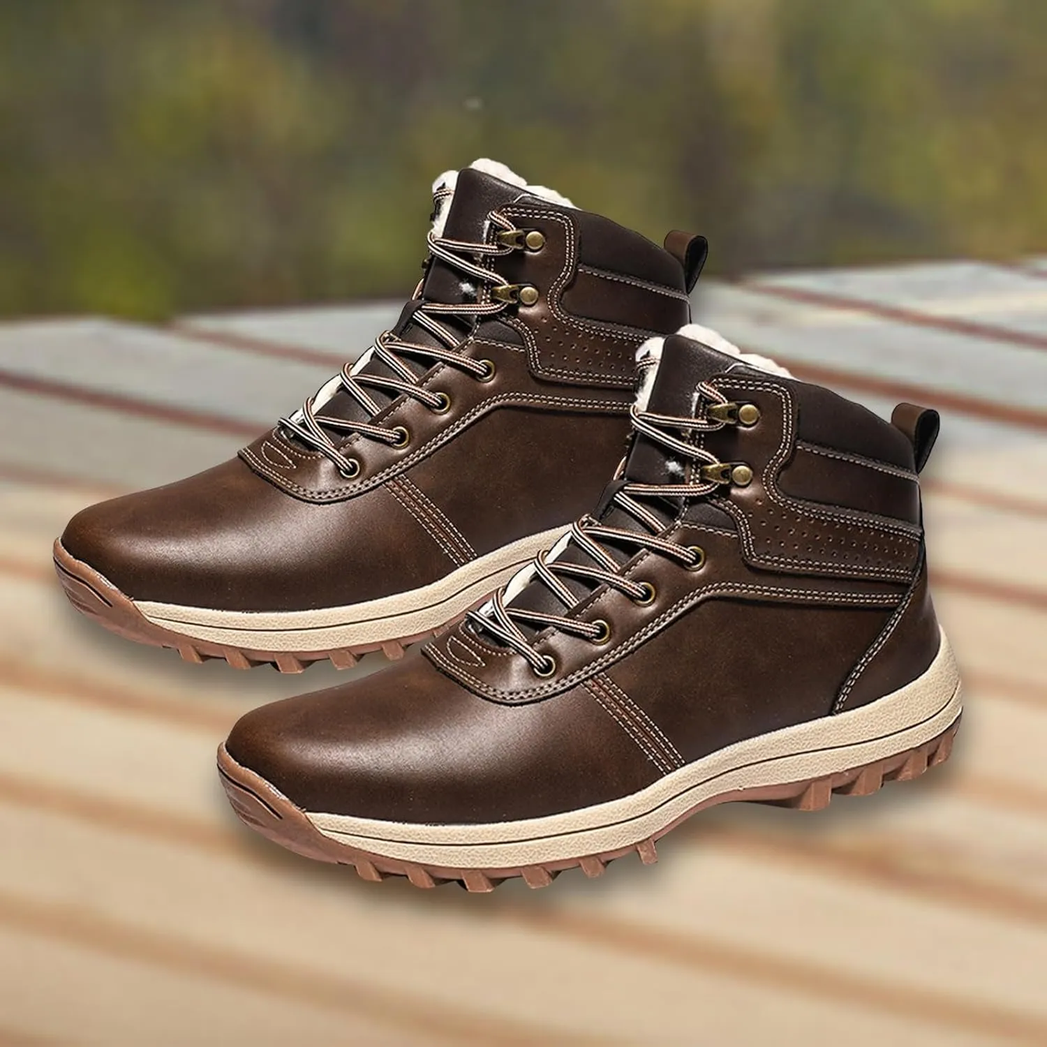 Men's Work Boots Steel Toe Hiking Sneakers Fur Lined Ankle Boot Women Workout Shoes Composite Toe Wide Outdoor Shoes Slip on Loafers Hike Grounded Footwear