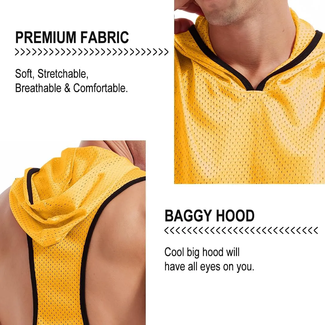 Men's Workout Hooded Tank Tops Bodybuilding Muscle Cut Off T Shirt Sleeveless Gym Hoodies