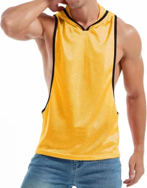 Men's Workout Hooded Tank Tops Bodybuilding Muscle Cut Off T Shirt Sleeveless Gym Hoodies