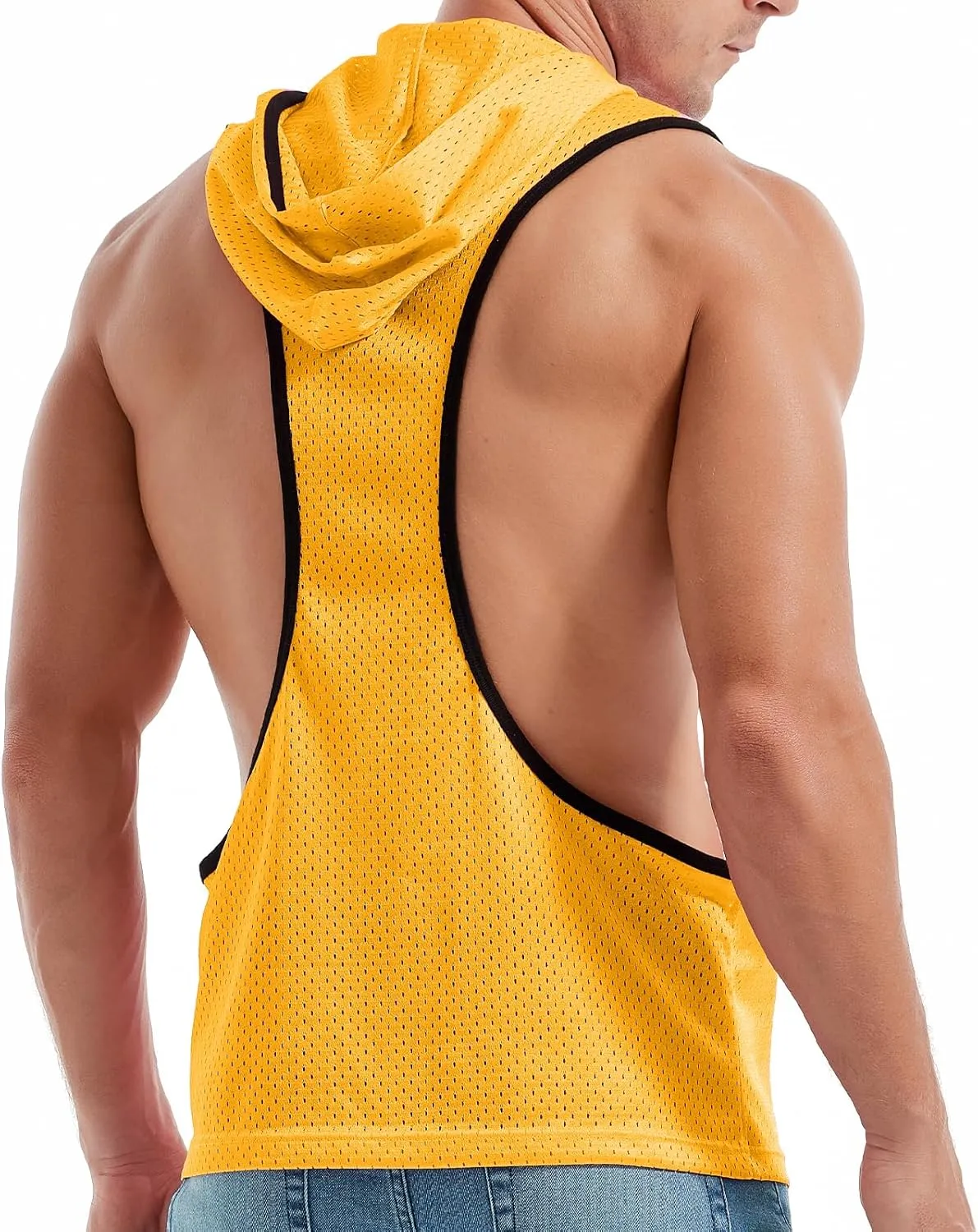 Men's Workout Hooded Tank Tops Bodybuilding Muscle Cut Off T Shirt Sleeveless Gym Hoodies