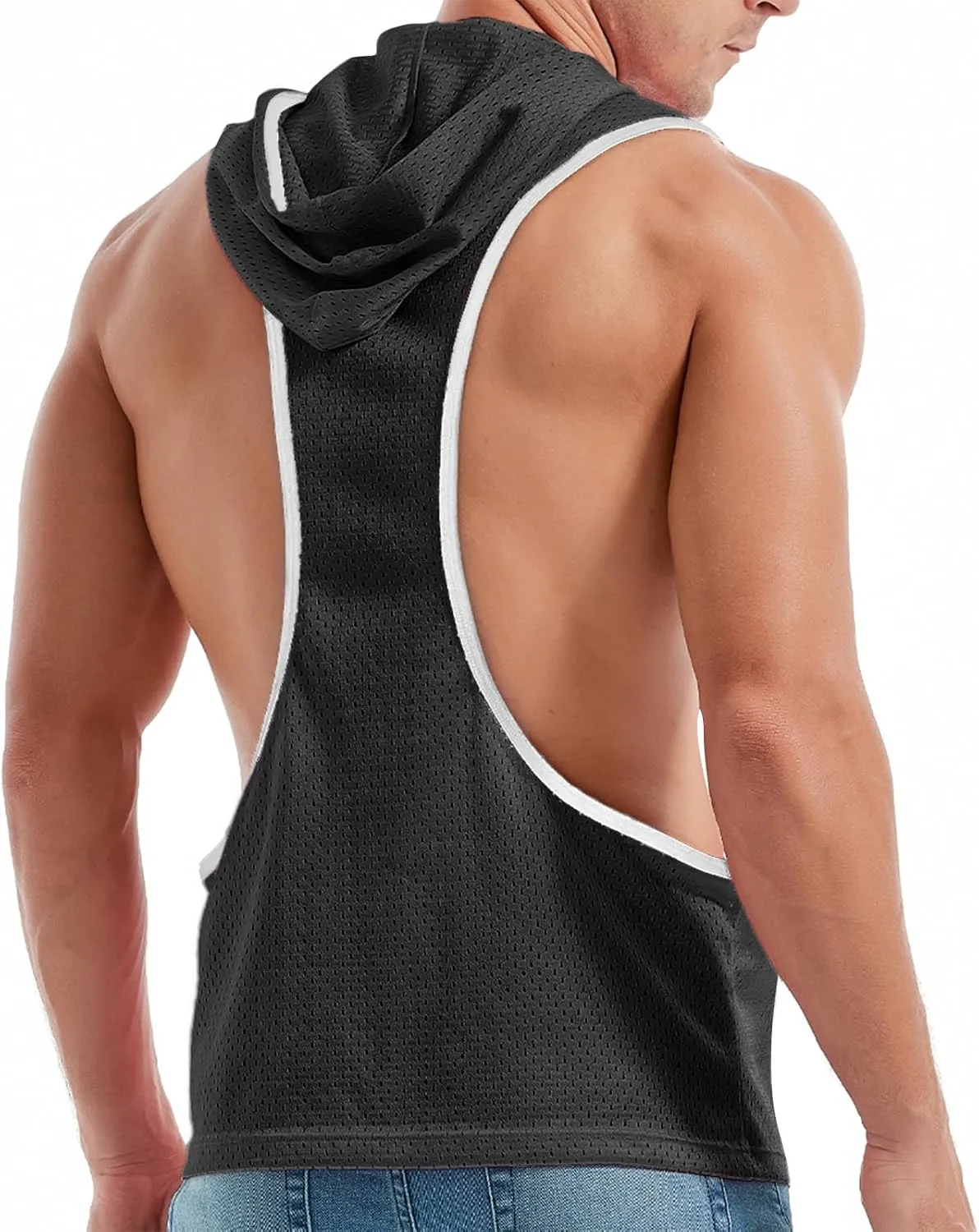 Men's Workout Hooded Tank Tops Bodybuilding Muscle Cut Off T Shirt Sleeveless Gym Hoodies