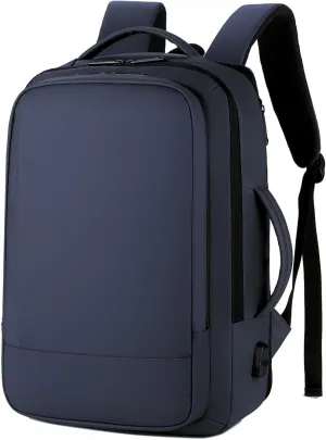 Minimalism Business Laptop Backpack - College Computer Bag - 15.6 Inches Laptops, Free Rain Cover Included (Deep Blue)
