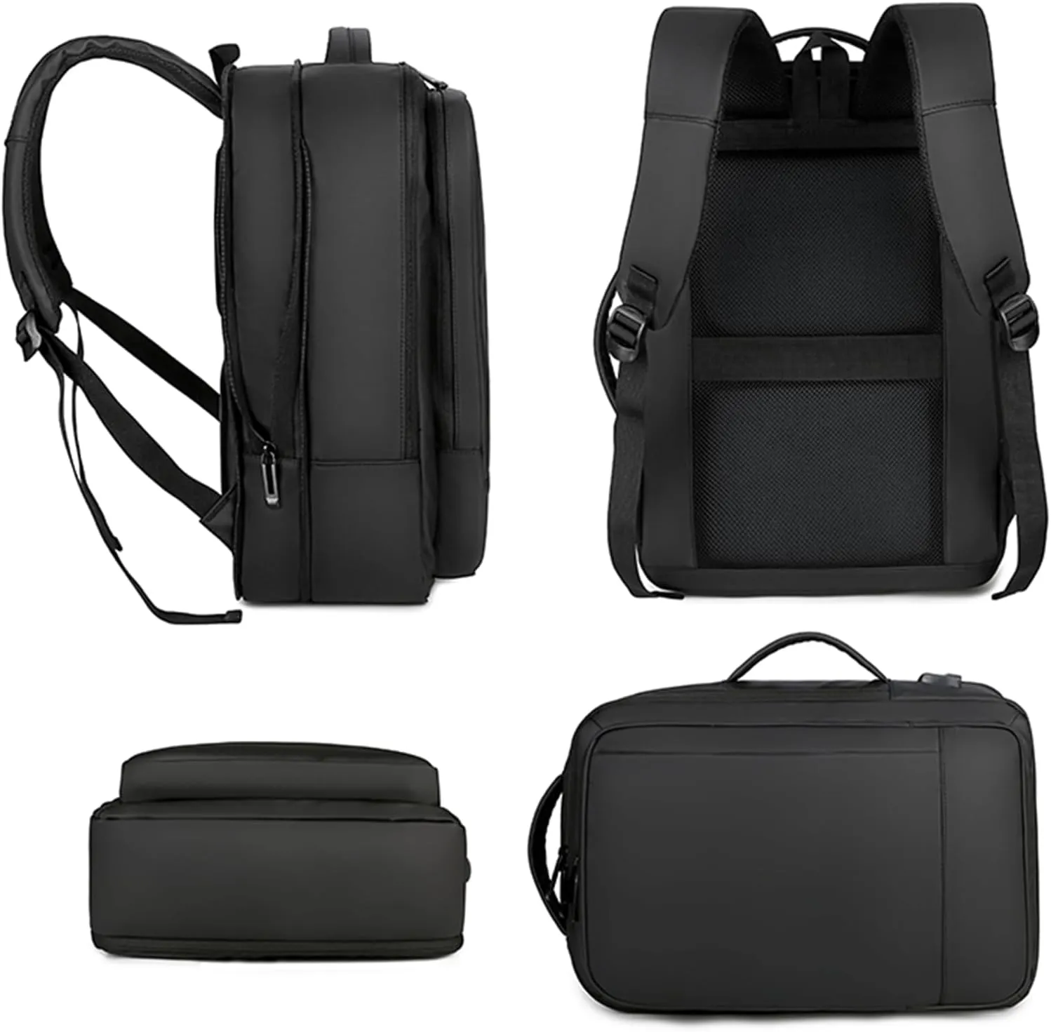 Minimalism Business Laptop Backpack - College Computer Bag - Slim and Expandable, 15.6 Inches Laptops, Free Rain Cover Included (Black)