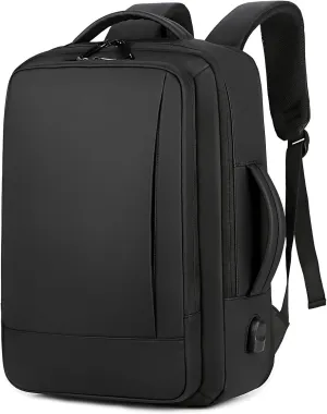 Minimalism Business Laptop Backpack - College Computer Bag - Slim and Expandable, 15.6 Inches Laptops, Free Rain Cover Included (Black)