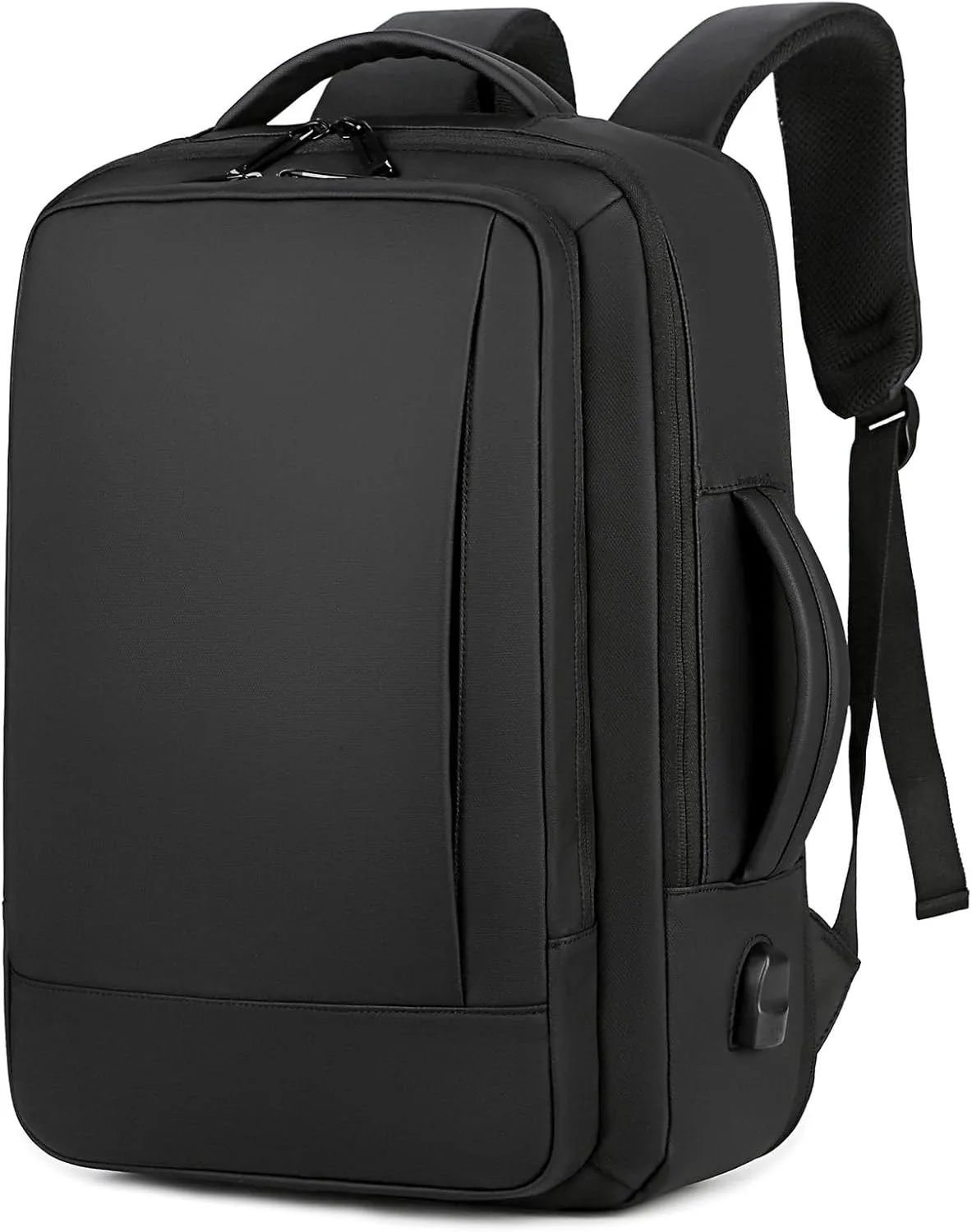 Minimalism Business Laptop Backpack - College Computer Bag - Slim and Expandable, 15.6 Inches Laptops, Free Rain Cover Included (Black)