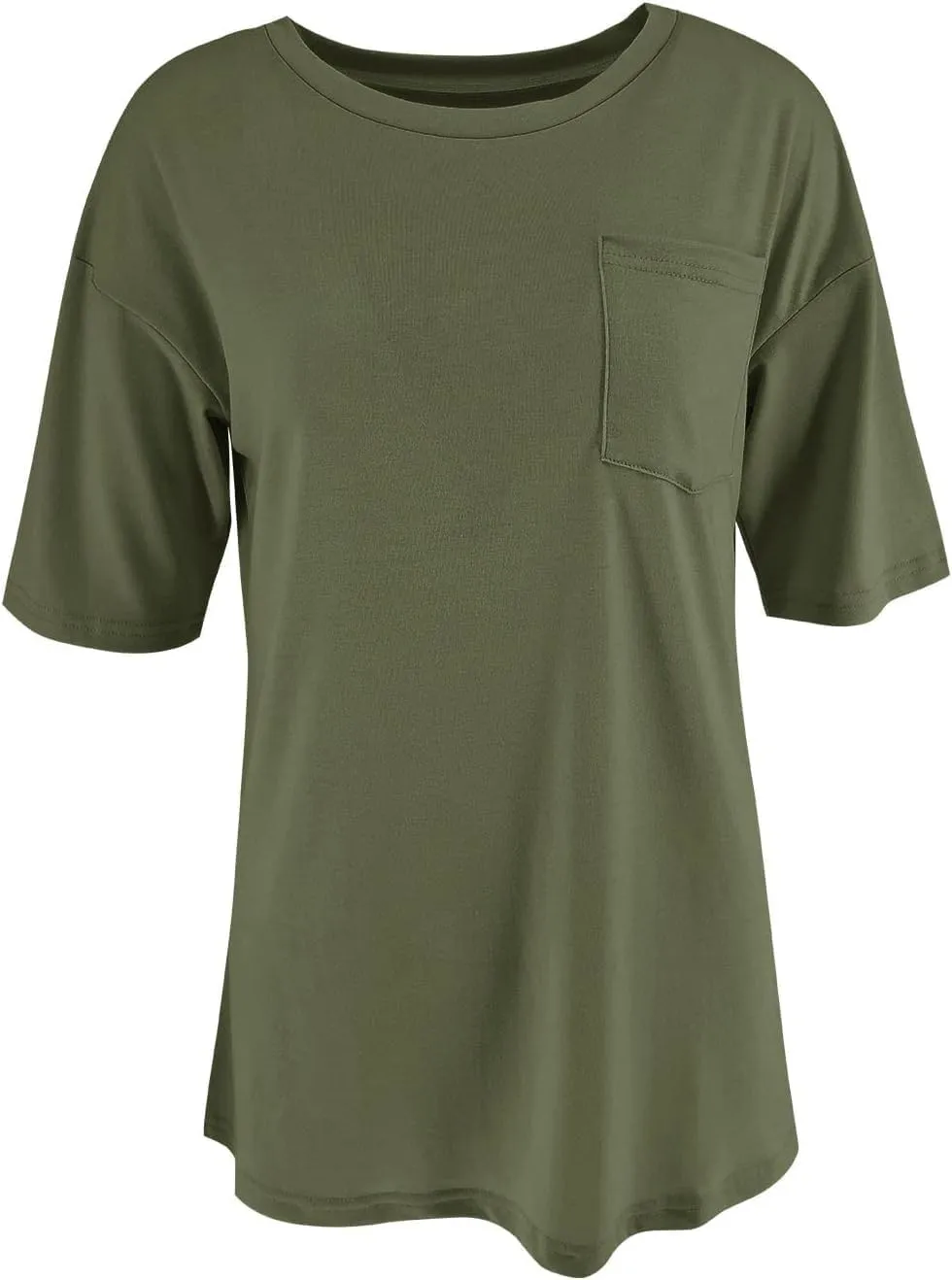 Muchpow Women's Crewneck Summer T Shirt Short Sleeve Casual Loose Tops with Pocket