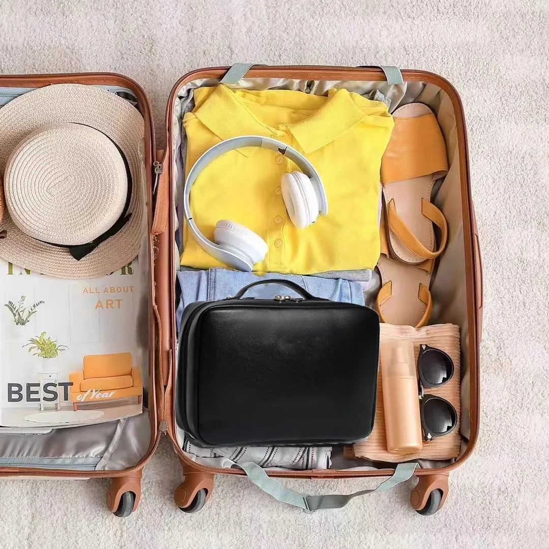 Multi-Compartment Toiletry Cosmetics Bag, Proceedingt Bag, Hanging Travel Toiletry Bag Kit Makeup Case Cosmetics, Multi-Purpose Pouchette for Makeup (Beige)