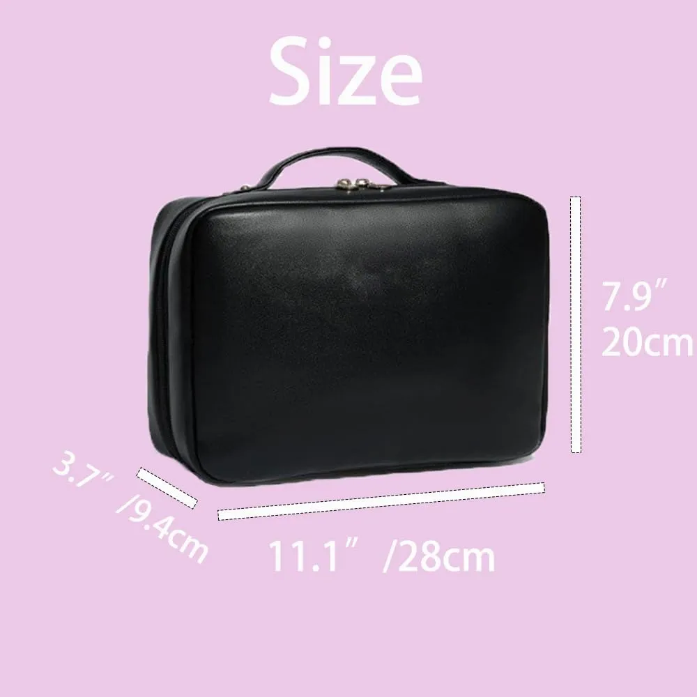 Multi-Compartment Toiletry Cosmetics Bag, Proceedingt Bag, Hanging Travel Toiletry Bag Kit Makeup Case Cosmetics, Multi-Purpose Pouchette for Makeup (Black)