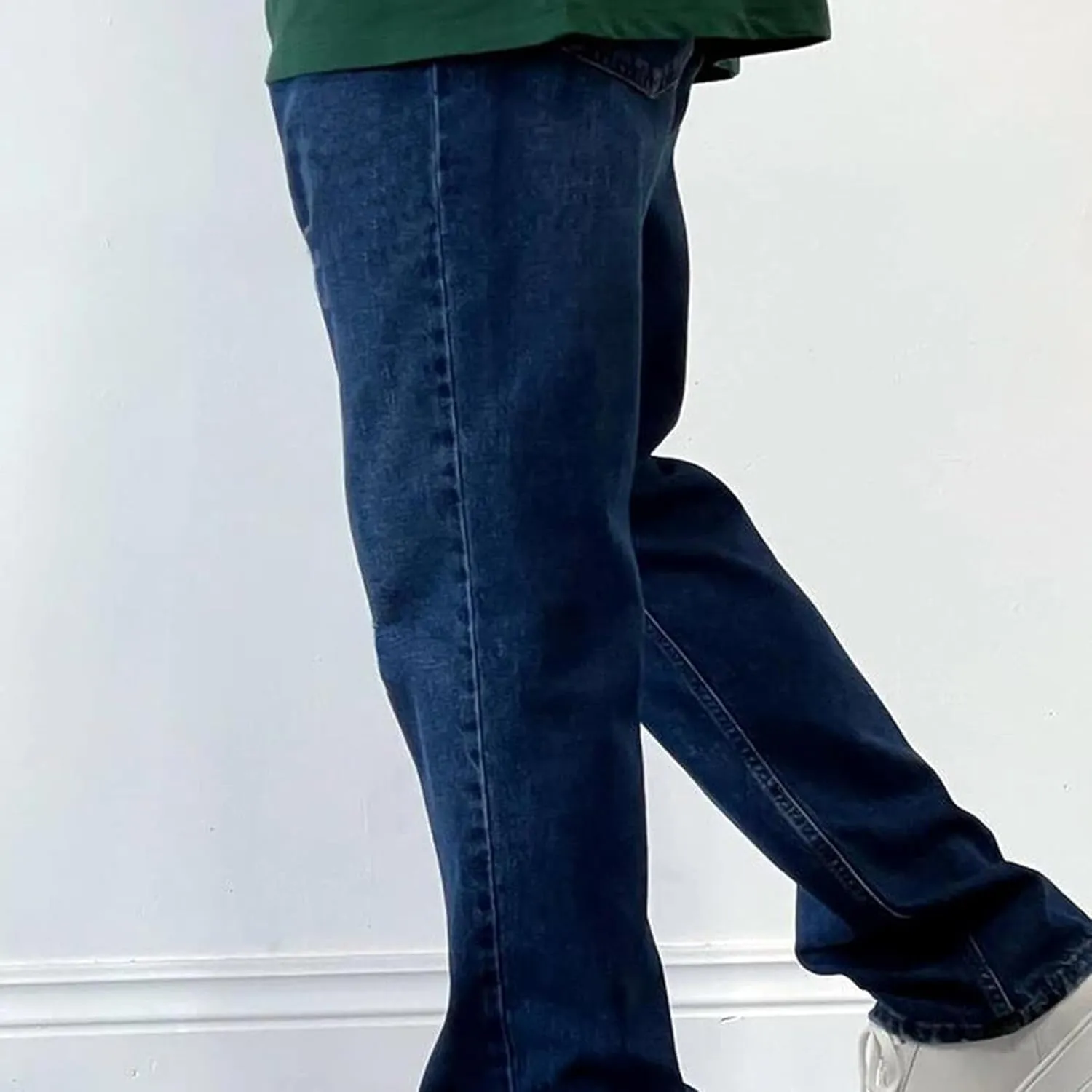 Muscularfit Cotton Pants for Men Fashion Buckle Zipper Flat Front Solid Jean Pants Casual Loose Straight Ripped Hole Trousers