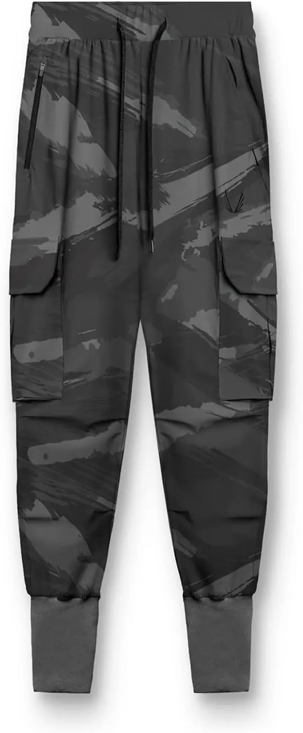Muscularfit Men's Pants Slim Fit Drawstring Solid Multi Pockets Cargo Pants for Men Fashion Outdoor Casual Jogger Sweatpants