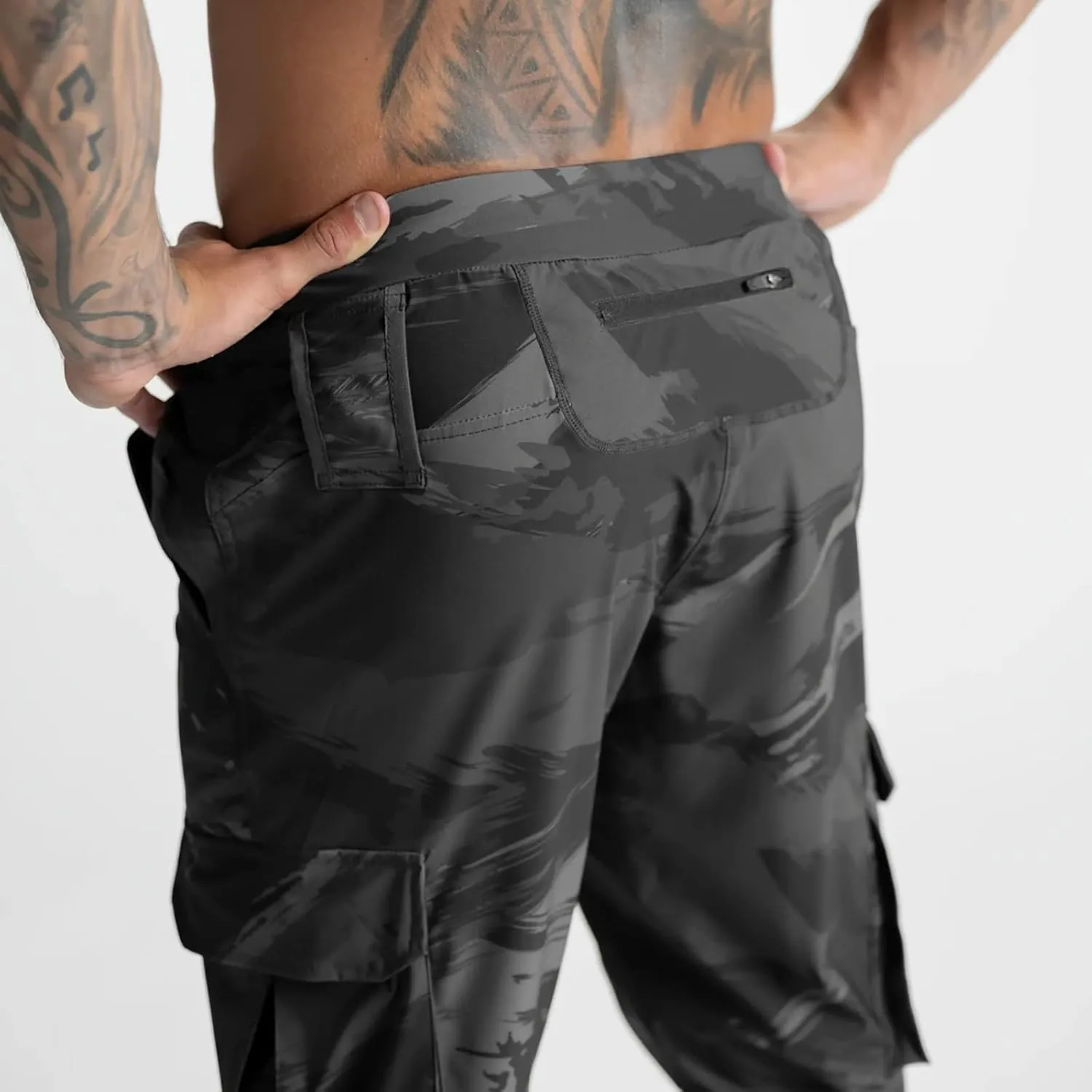 Muscularfit Men's Pants Slim Fit Drawstring Solid Multi Pockets Cargo Pants for Men Fashion Outdoor Casual Jogger Sweatpants