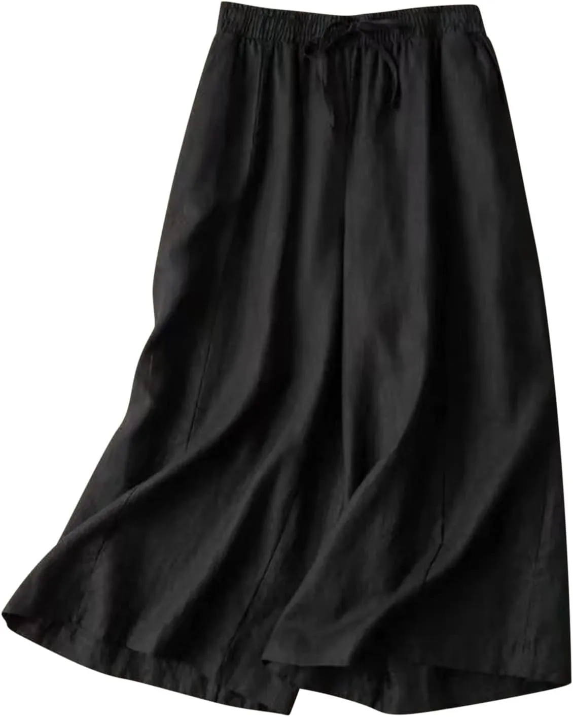 NATHGAM Plus Size Pants for Women Loose Wide Leg Athletic Pants Comfy Linen High Waist Flowy Palazzo Trousers with Pockets