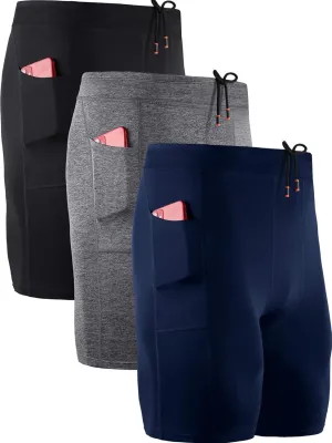 NELEUS Men's 3 Pack Running Compression Shorts with Pockets