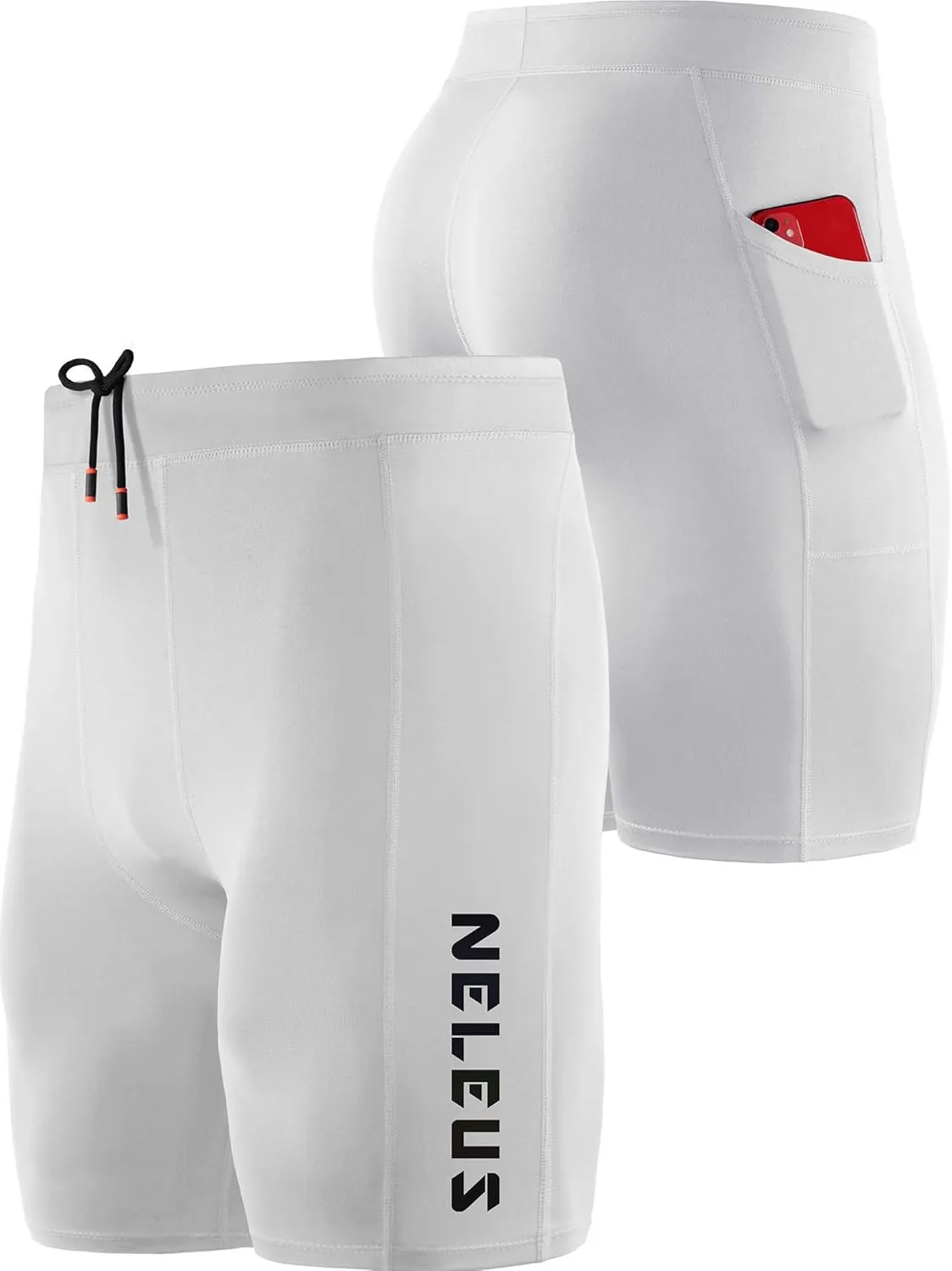 NELEUS Men's 3 Pack Running Compression Shorts with Pockets