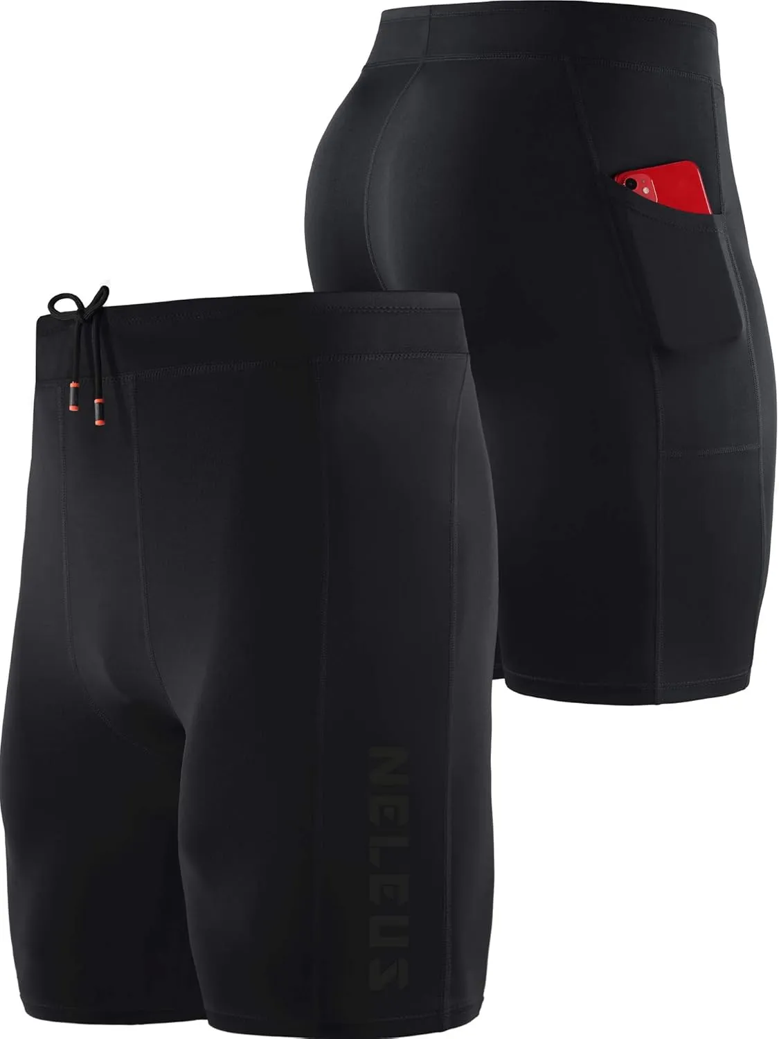 NELEUS Men's 3 Pack Running Compression Shorts with Pockets