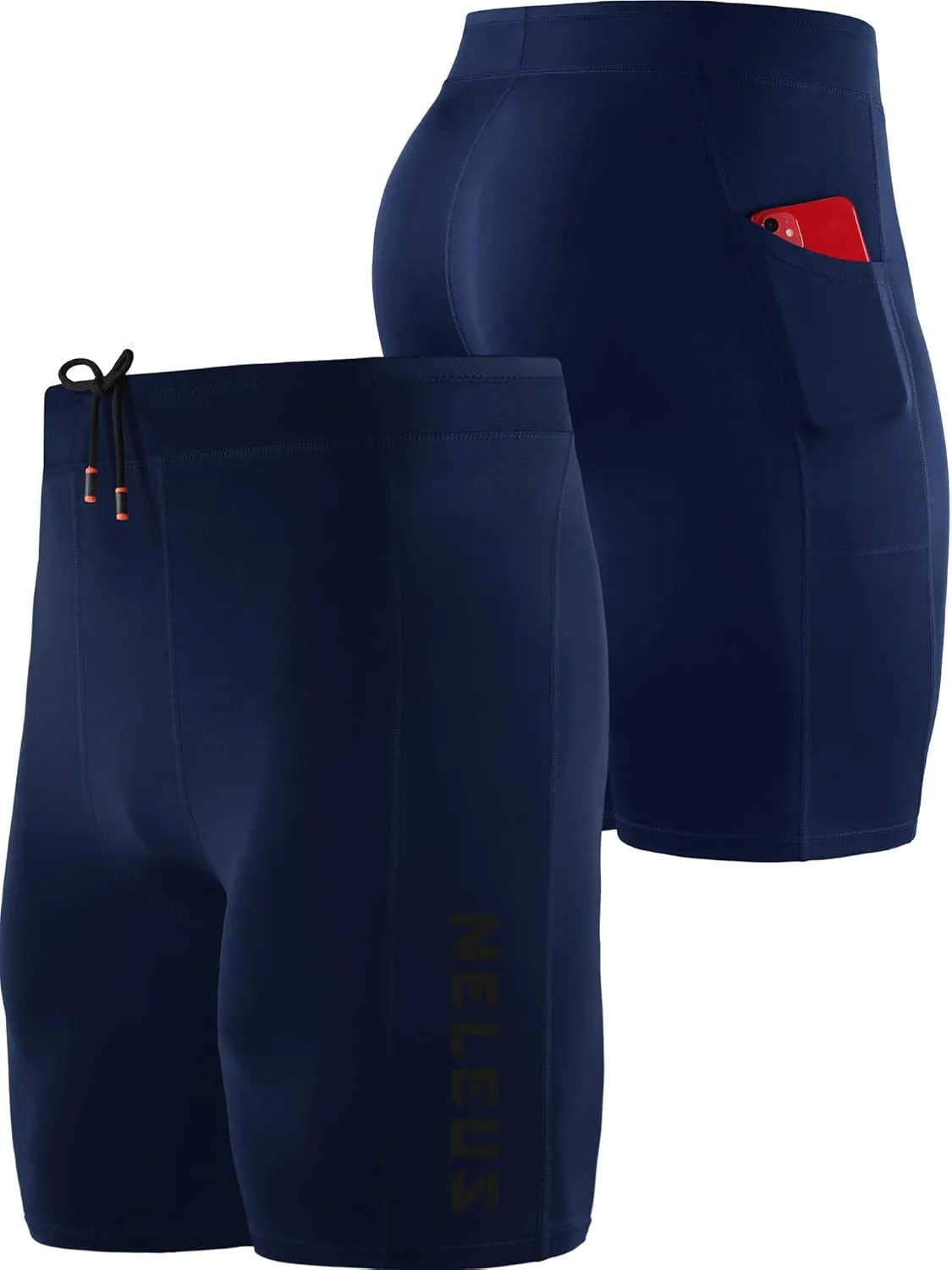NELEUS Men's 3 Pack Running Compression Shorts with Pockets