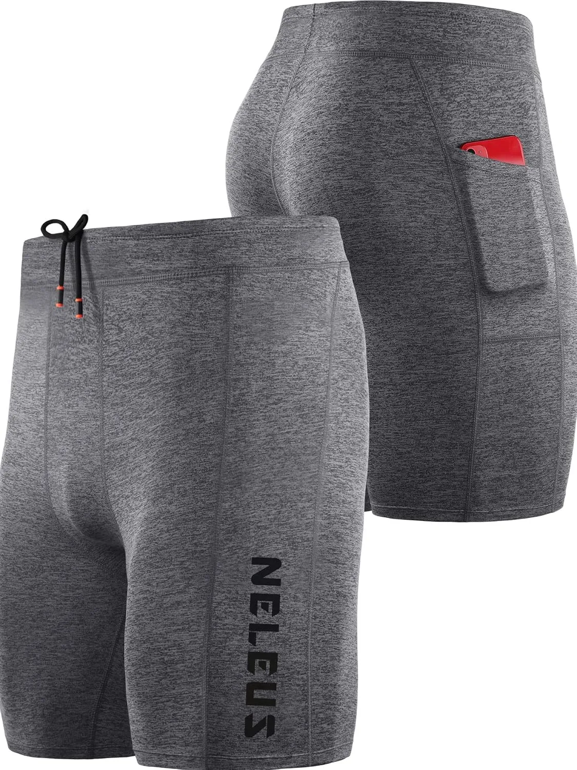 NELEUS Men's 3 Pack Running Compression Shorts with Pockets