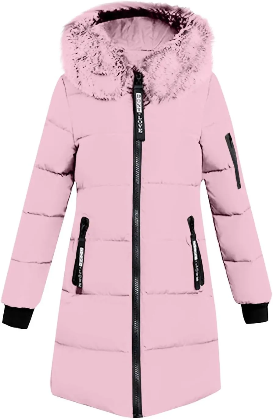 Oversized Faux Fur Hood Jackets for Women 2024 Winter Warm Parka Coats Long Quilted Jacket Thick Jacket Outerwear
