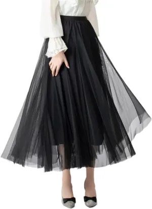 Pleated Skirt Sexy Midi Tulle Skirt High Waist Full Lining Adult Tutu
