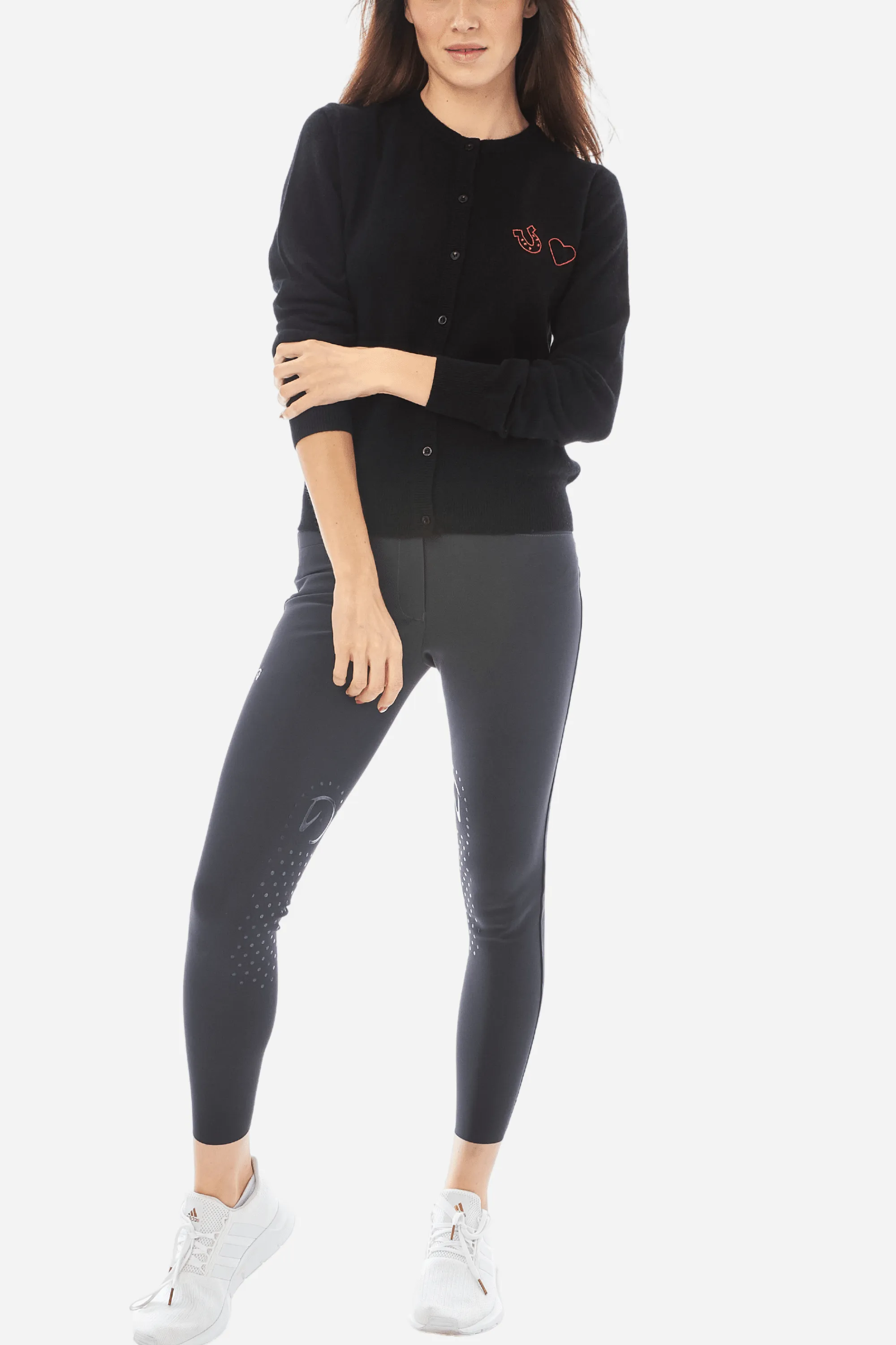"Horse Love" Cardigan (a KAVAL Exclusive) - Black with Red Stitching