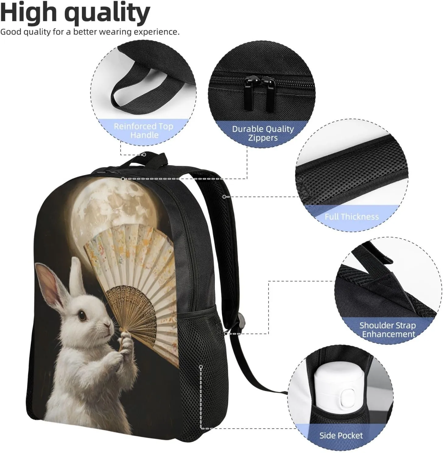 Rabbit Fan Backpack Waterproof Anti Theft Durable Light Laptop Bag Backpacks For Women Men Travel Gym Backpack