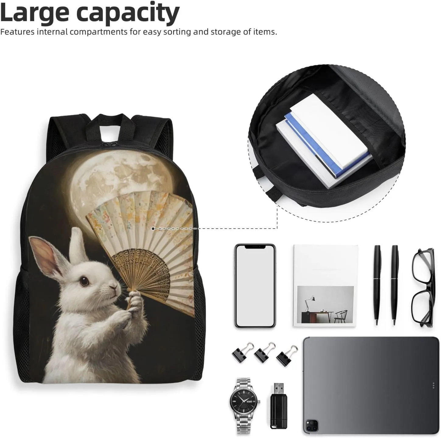 Rabbit Fan Backpack Waterproof Anti Theft Durable Light Laptop Bag Backpacks For Women Men Travel Gym Backpack