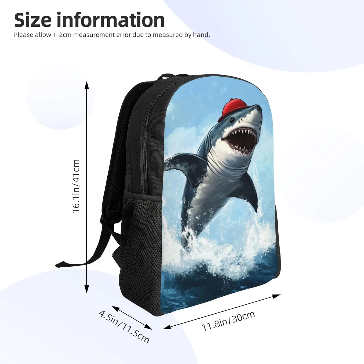 Red Hat Shark Backpack Waterproof Anti Theft Durable Light Laptop Bag Backpacks For Women Men Travel Gym Backpack
