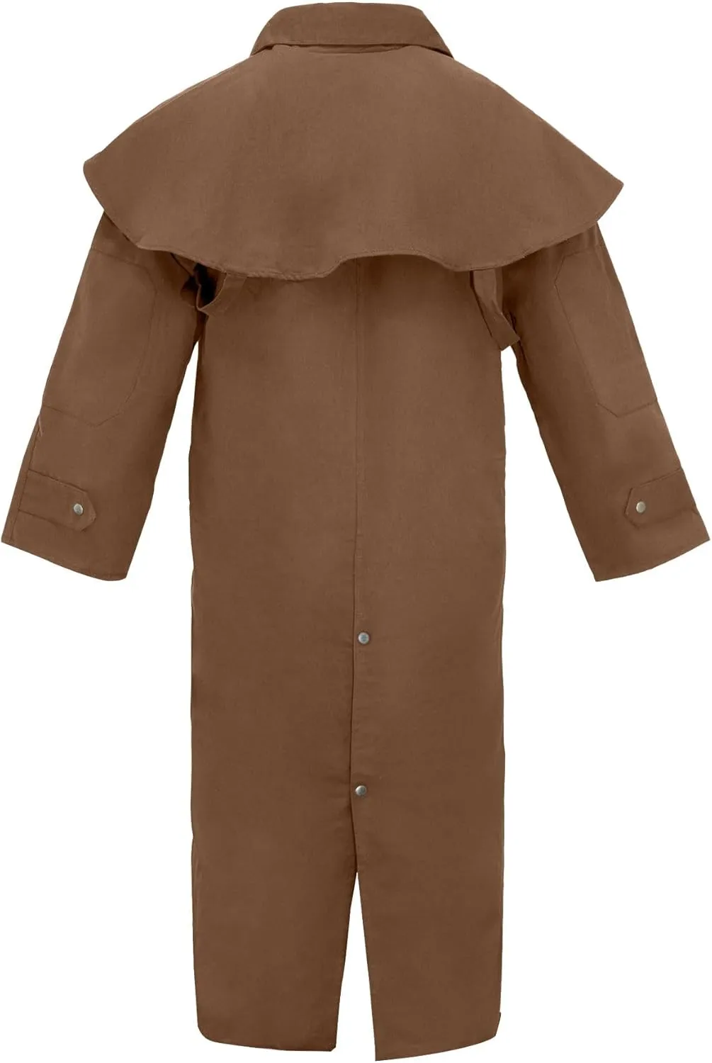 RESISTANCE Unisex Western Oilskin Waterproof Duster Coat, Workwear Black Brown Long Rain Coat With Brass Button And Pockets