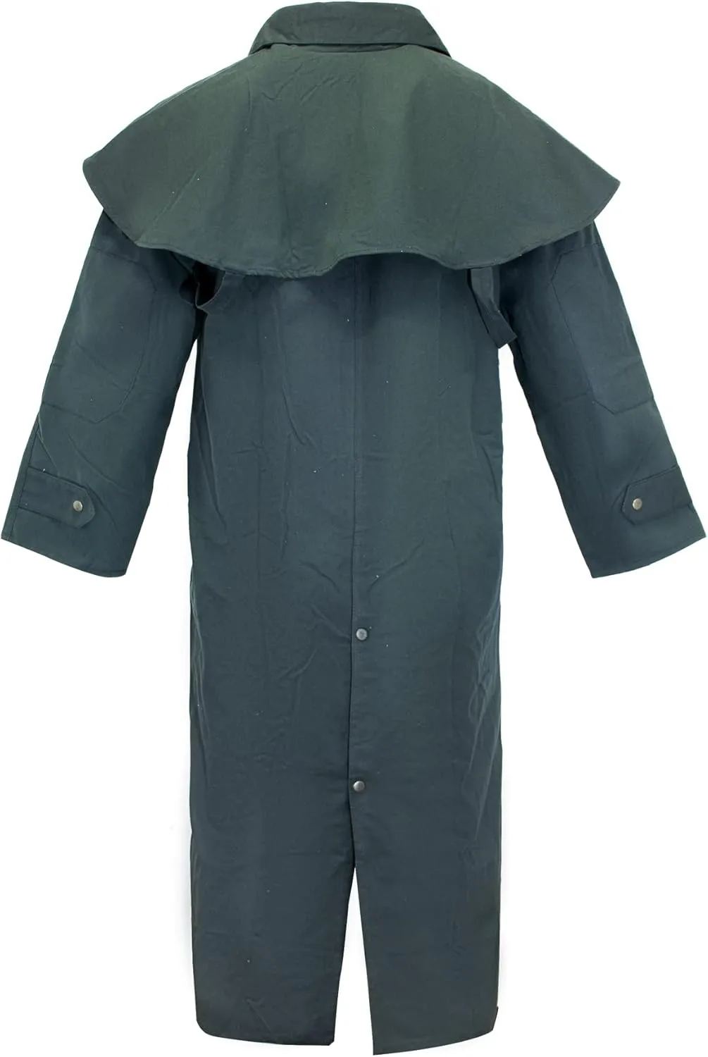RESISTANCE Unisex Western Oilskin Waterproof Duster Coat, Workwear Black Brown Long Rain Coat With Brass Button And Pockets