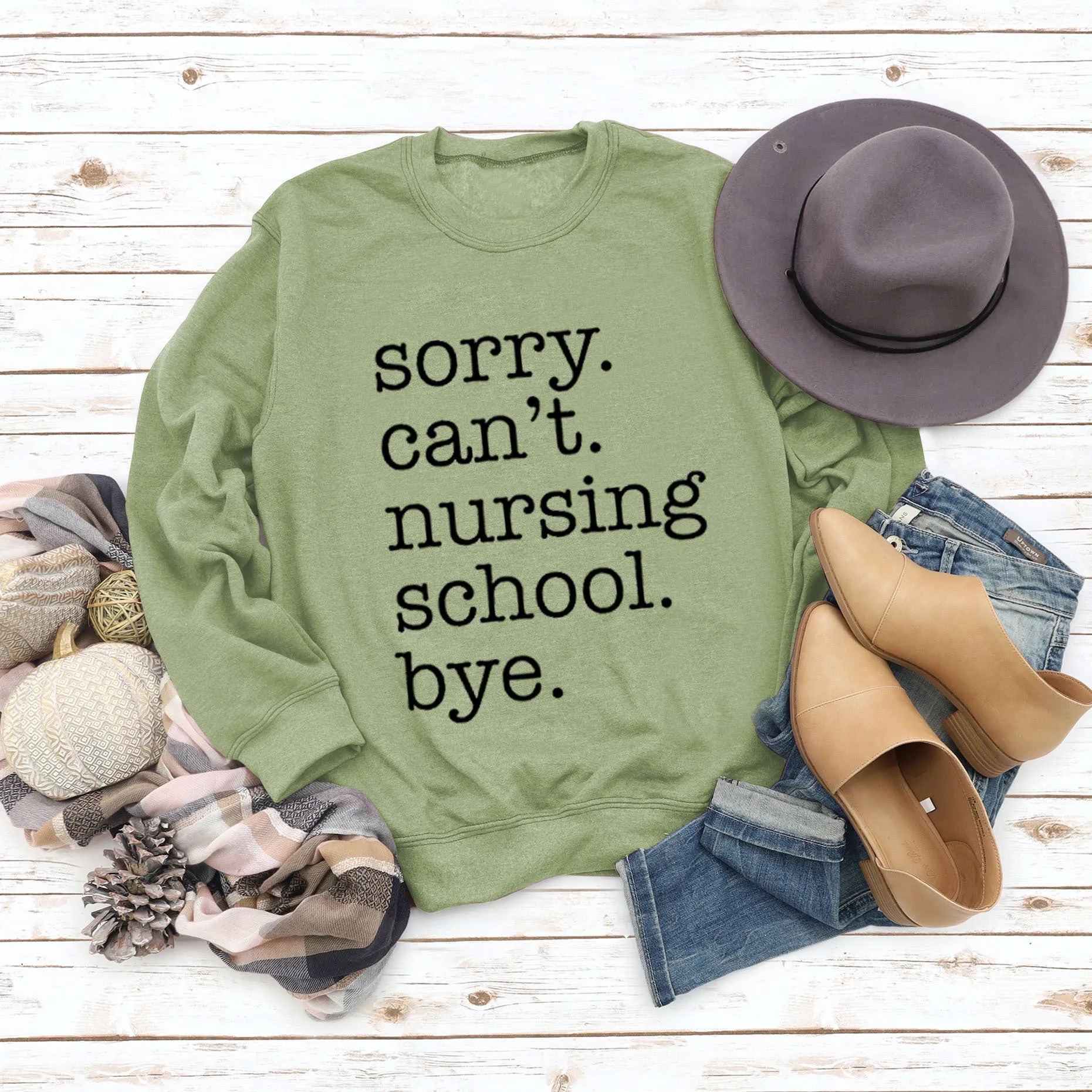Round Neck Autumn Winter Women's Top Sorry Can't Nursing Letter Sweater