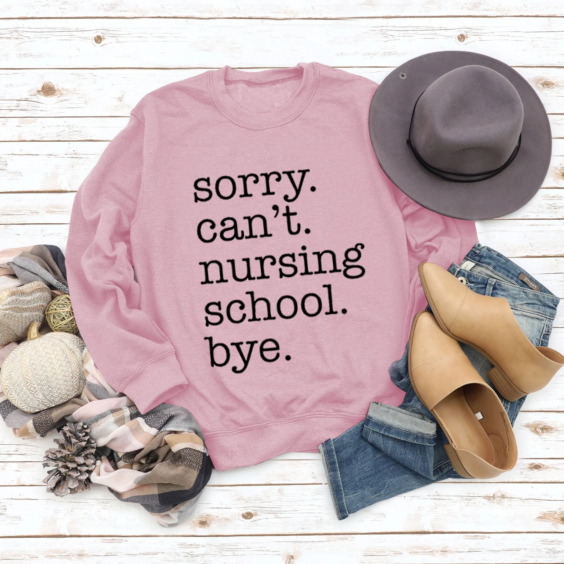 Round Neck Autumn Winter Women's Top Sorry Can't Nursing Letter Sweater