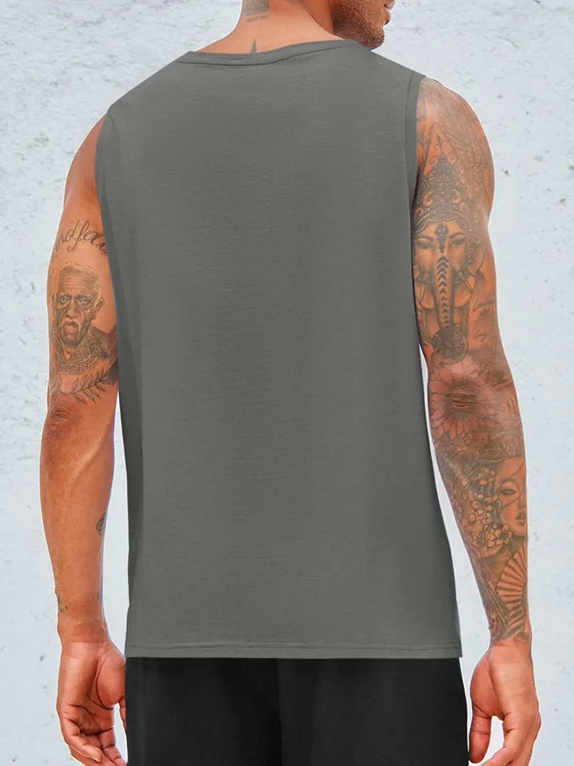 Runcati Men's Sleeveless Tank Tops Crewneck Workout Gym Cotton Muscle Pocket T Shirt