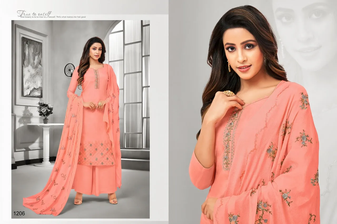 Samaira Fashion Presents Filhall Maslin Silk Heavy Embroidered Suits