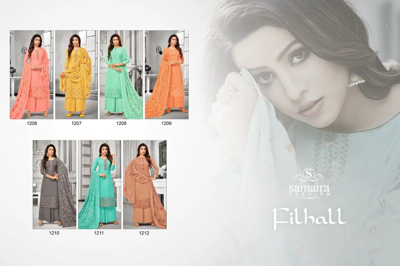 Samaira Fashion Presents Filhall Maslin Silk Heavy Embroidered Suits