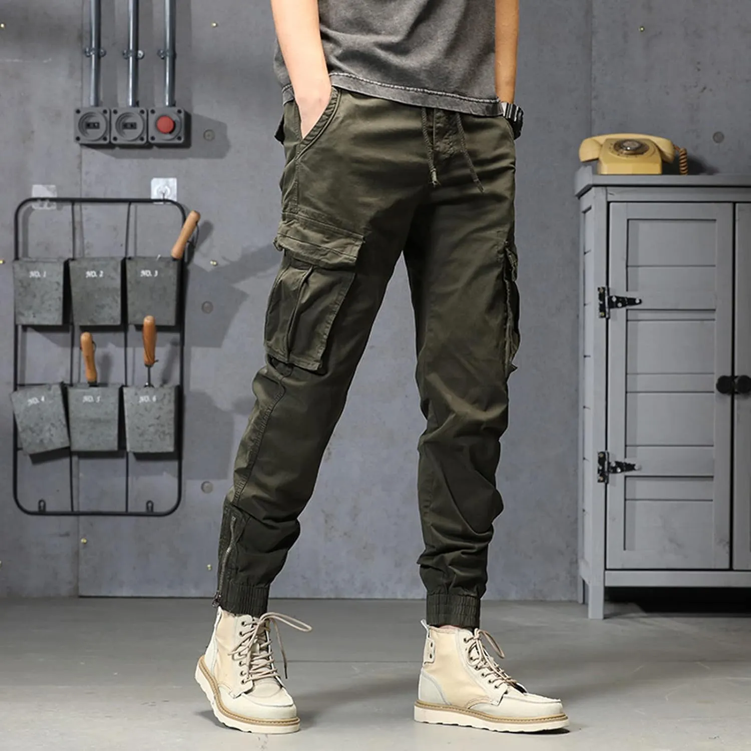 sdbrld Cargo Pants For Men Men's Ripstop Tactical Pants Lightweight Fashion Outdoor Hiking Water Resistant Pants with Pockets