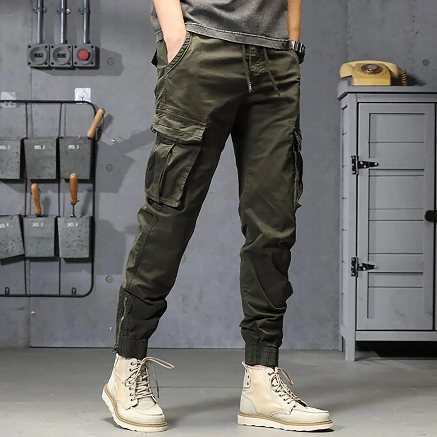 sdbrld Cargo Pants For Men Men's Ripstop Tactical Pants Lightweight Fashion Outdoor Hiking Water Resistant Pants with Pockets