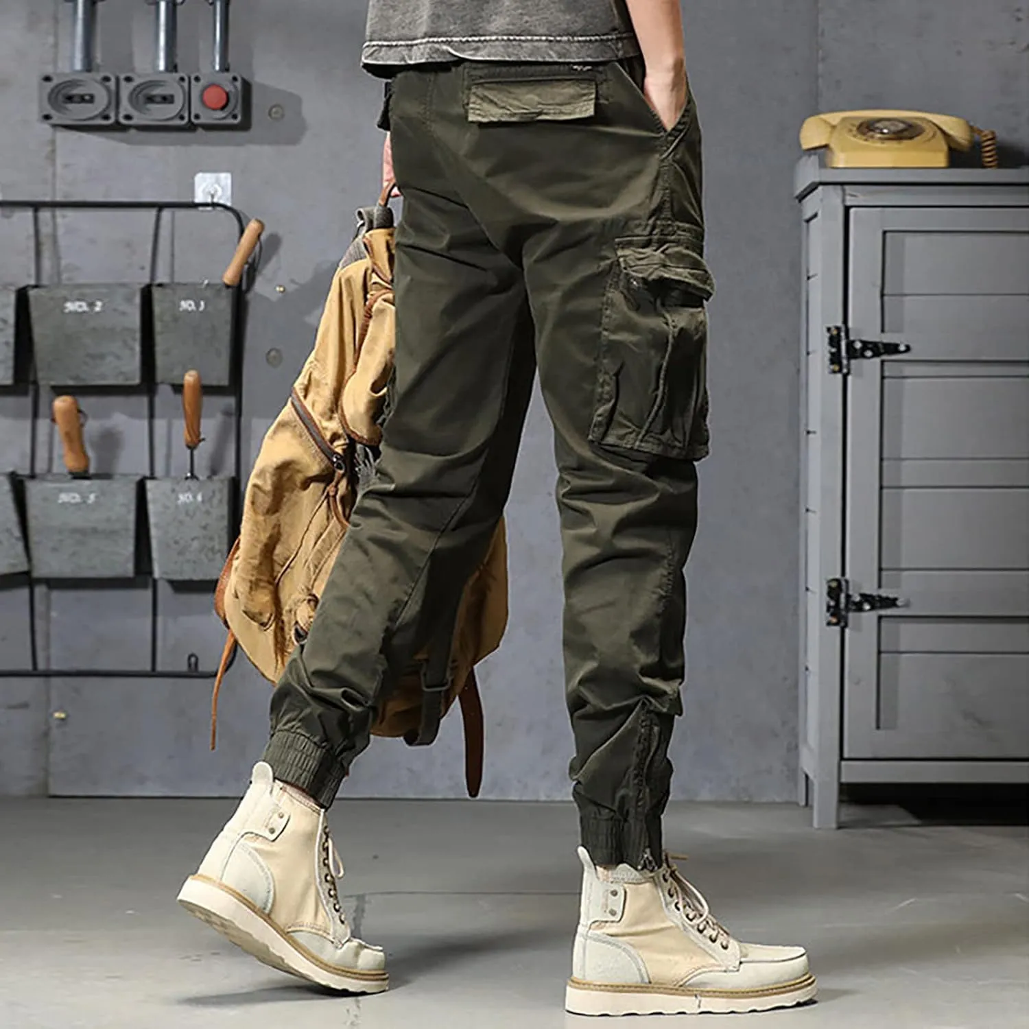 sdbrld Cargo Pants For Men Men's Ripstop Tactical Pants Lightweight Fashion Outdoor Hiking Water Resistant Pants with Pockets