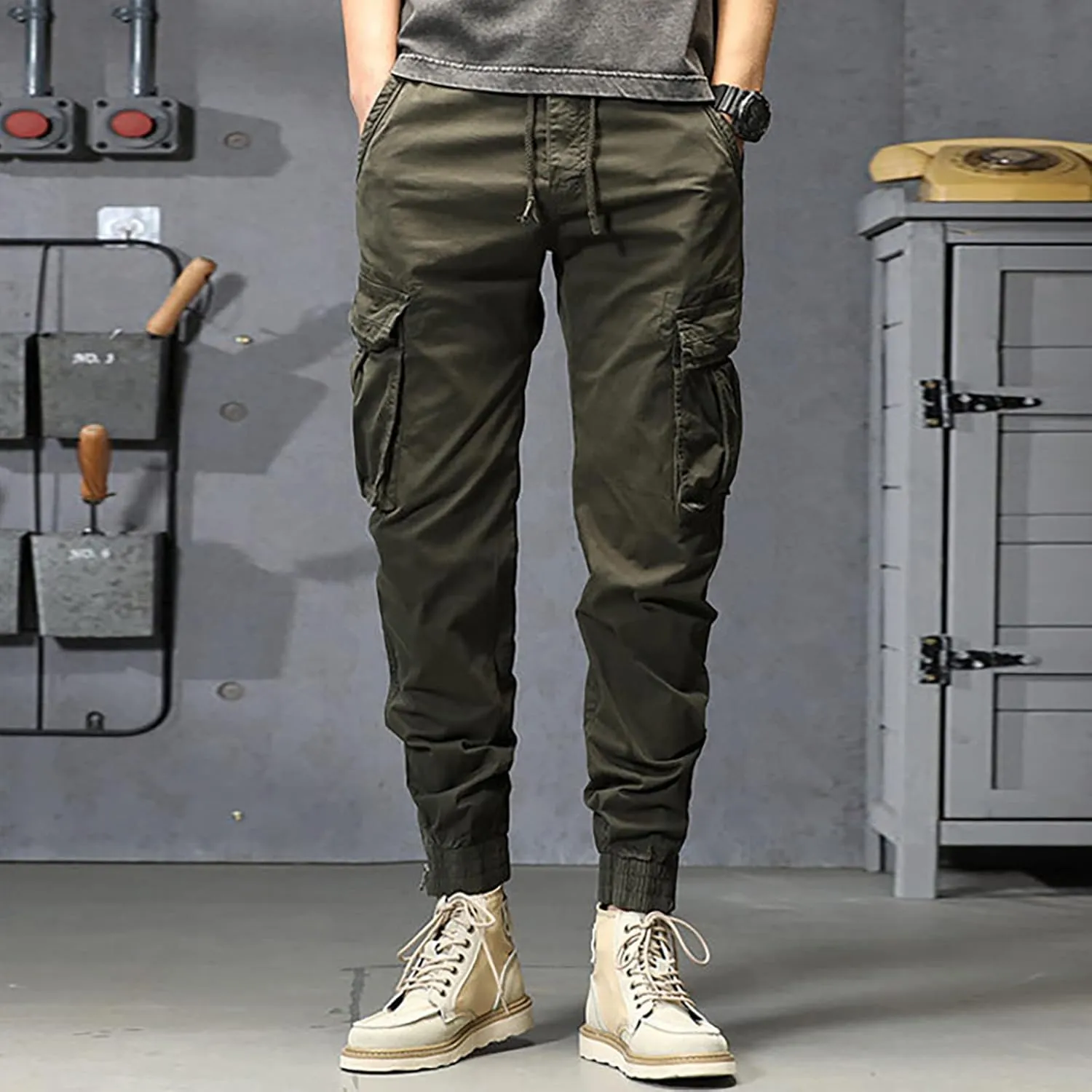 sdbrld Cargo Pants For Men Men's Ripstop Tactical Pants Lightweight Fashion Outdoor Hiking Water Resistant Pants with Pockets