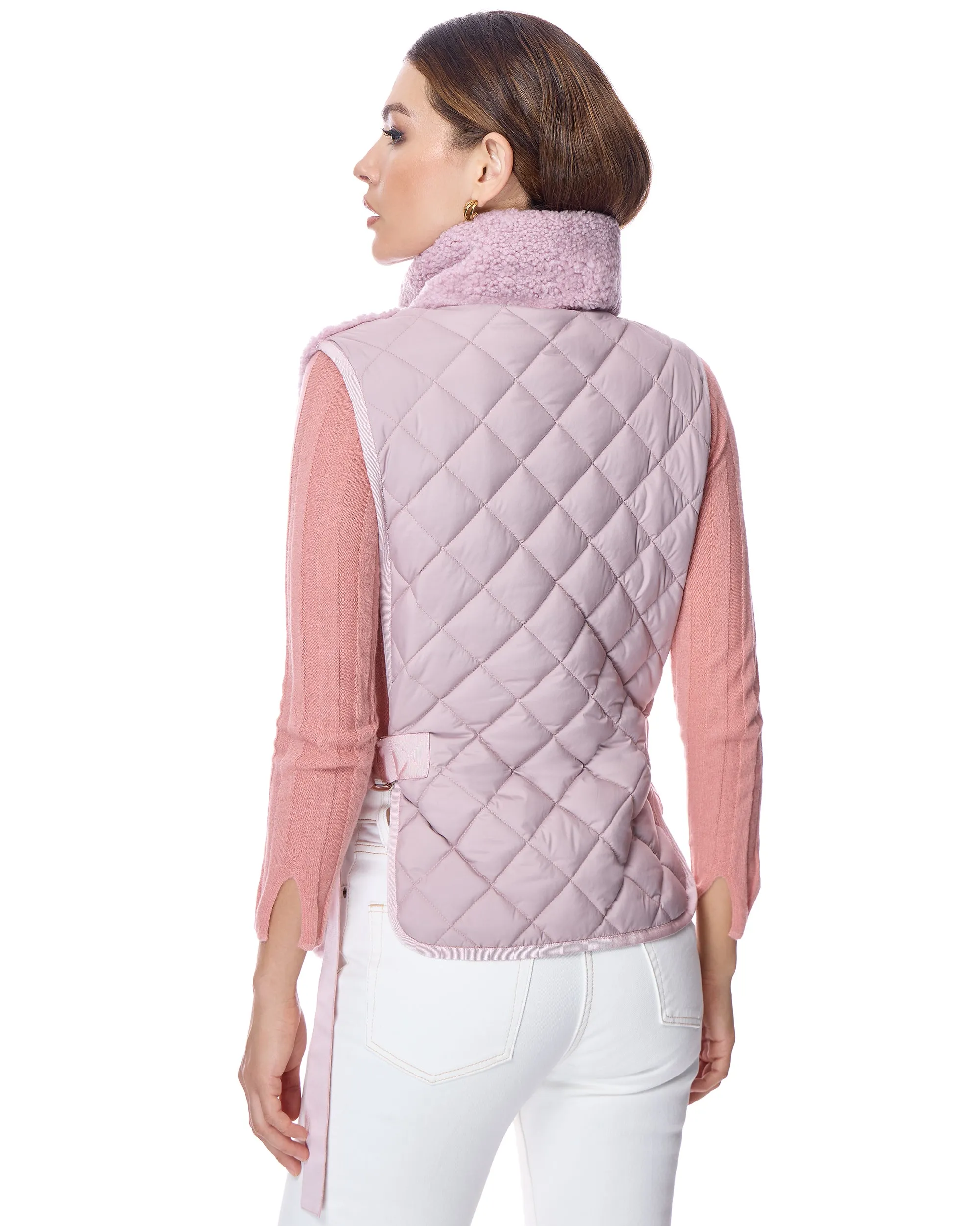 Shearling Lamb Vest with Poly Back