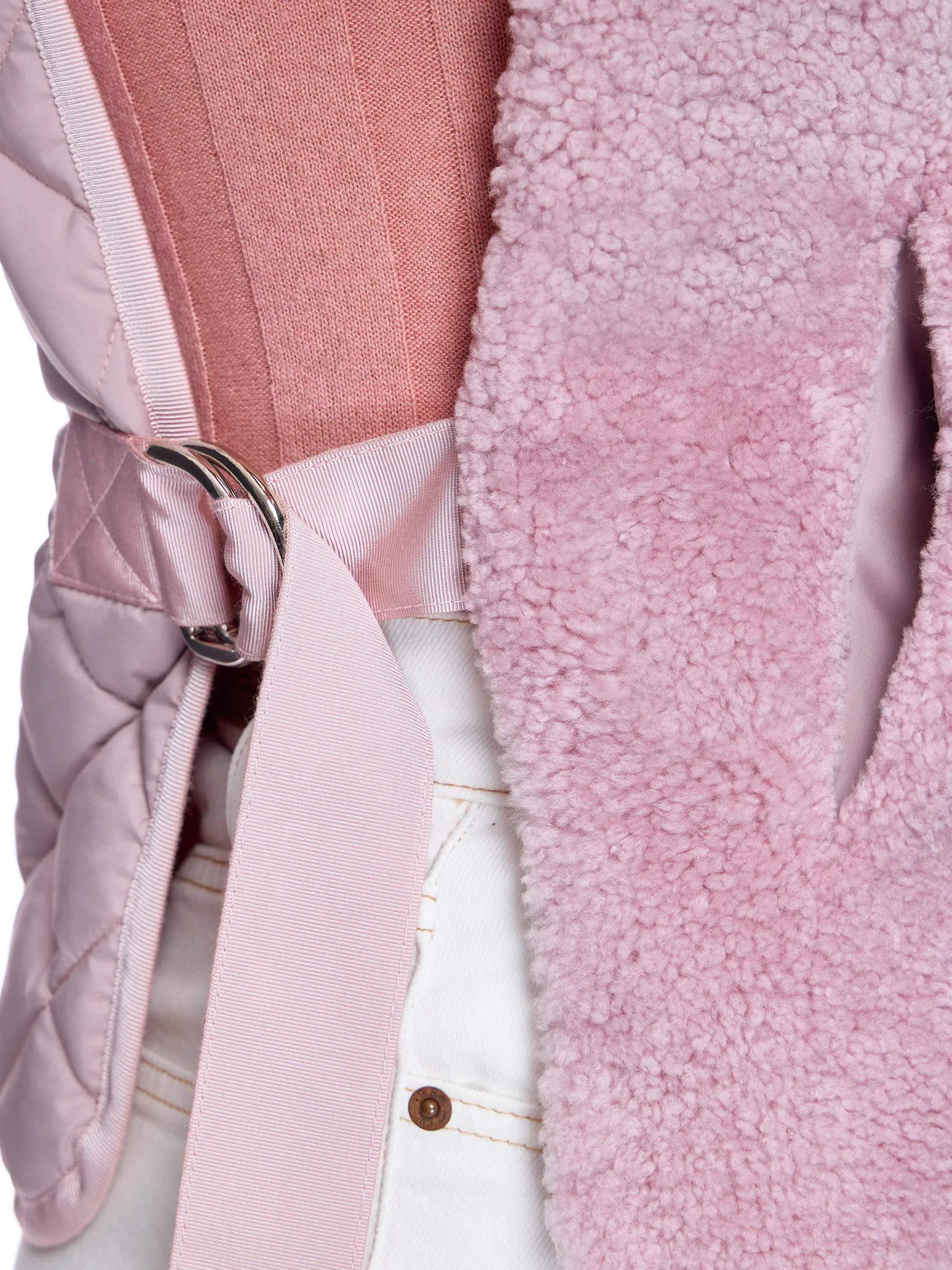 Shearling Lamb Vest with Poly Back